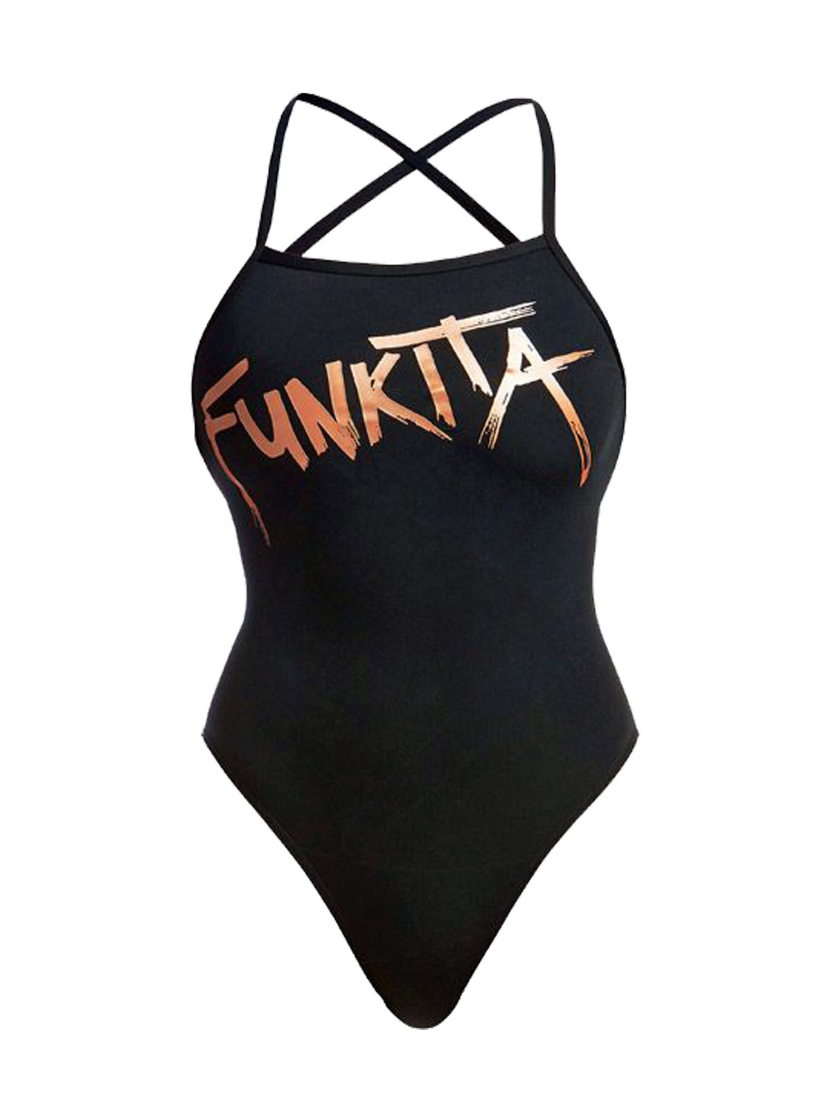 Funkita STP Bronzed Kadın Antrenman Mayosu – Çapraz Şık Askı Tasarımı & C-Infinity Klor Dayanımlı
