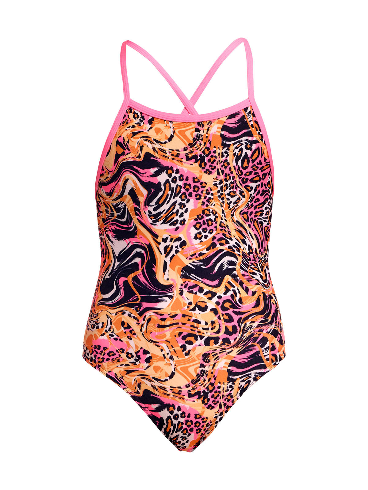 Funkita TMT Tipsy Tiger Kız Çocuk Antrenman Mayosu – Ayarlanabilir Bağlamalı Askı Tasarımı & C-Infinity Klor Dayanımlı