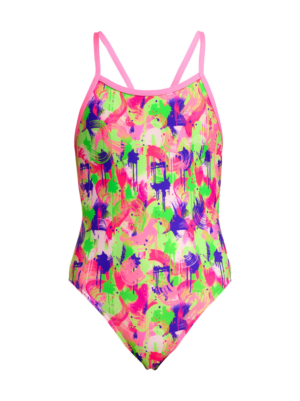 Funkita SS Splat Spot Kız Çocuk Antrenman Mayosu – İnce Askılı Yüzücü Mayosu | Renkli ve Konforlu Tasarım