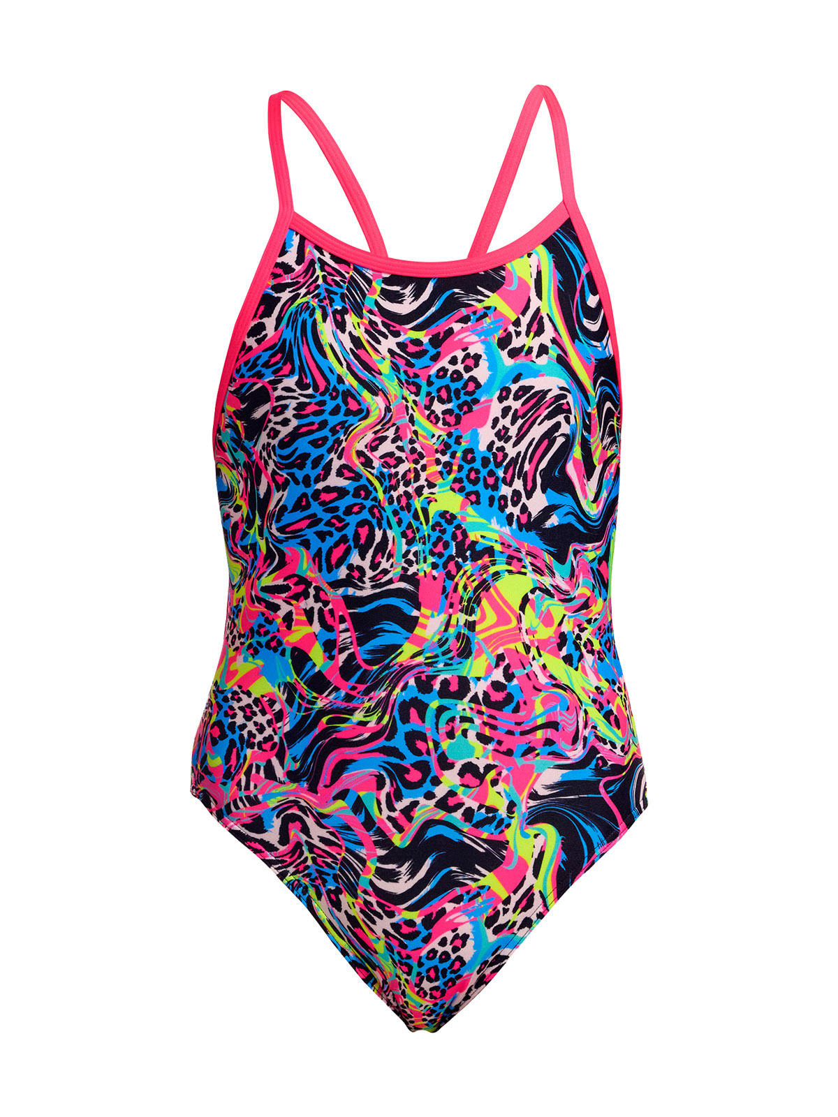 Funkita SS Lolly Leopard Kız Çocuk Antrenman Mayosu – İnce Askılı Yüzücü Mayosu | Renkli ve Konforlu Tasarım