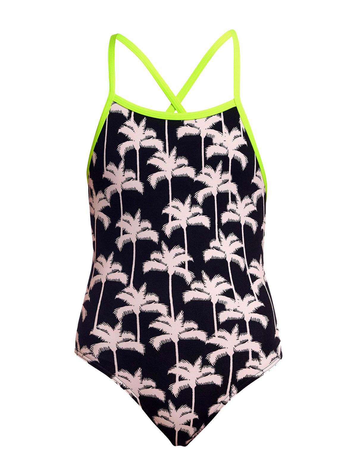 Funkita STP Palm Night Kız Çocuk Antrenman Mayosu – Çift Çapraz Sırt, Klor Dirençli, Ekolojik Tasarım