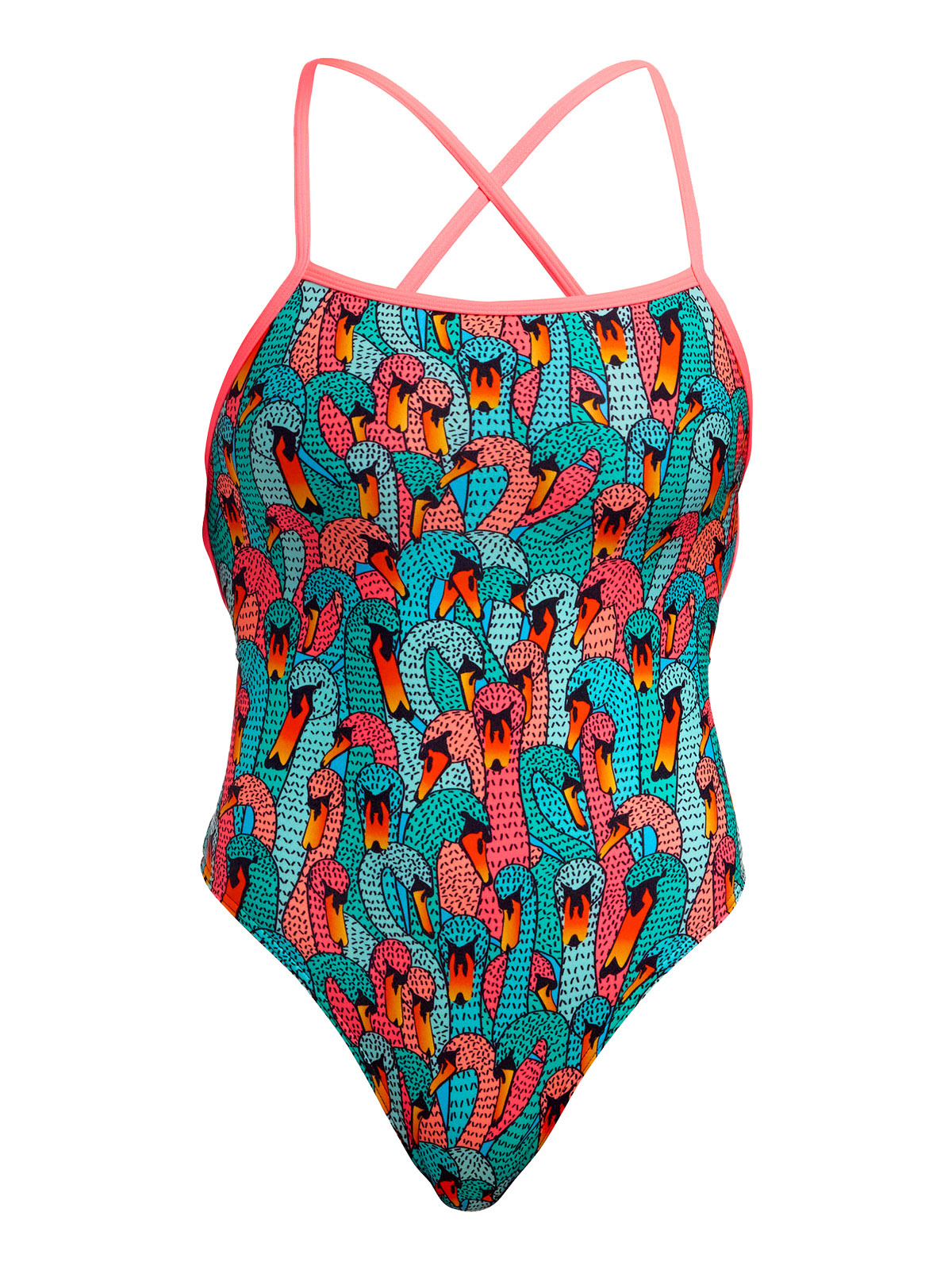 Funkita STP Swan See Swan Kadın Antrenman Mayosu – Çift Çapraz Sırt, Klor Dirençli, Ekolojik Tasarım