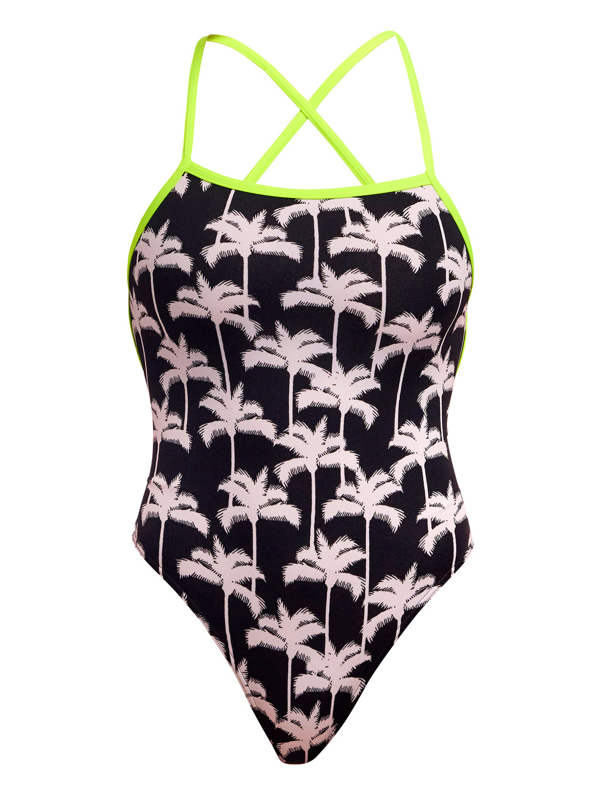 Funkita STP Palm Night Kadın Antrenman Mayosu – Çift Çapraz Sırt, Klor Dirençli, Ekolojik Tasarım