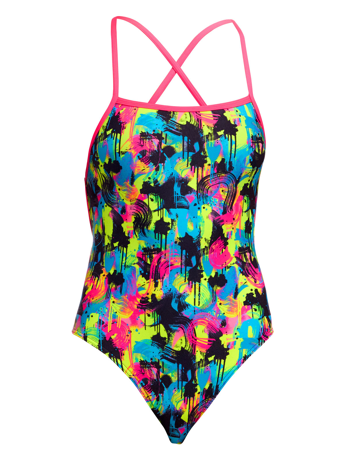 Funkita STP Blotchy Baby Kadın Antrenman Mayosu – Çift Çapraz Sırt, Klor Dirençli, Ekolojik Tasarım