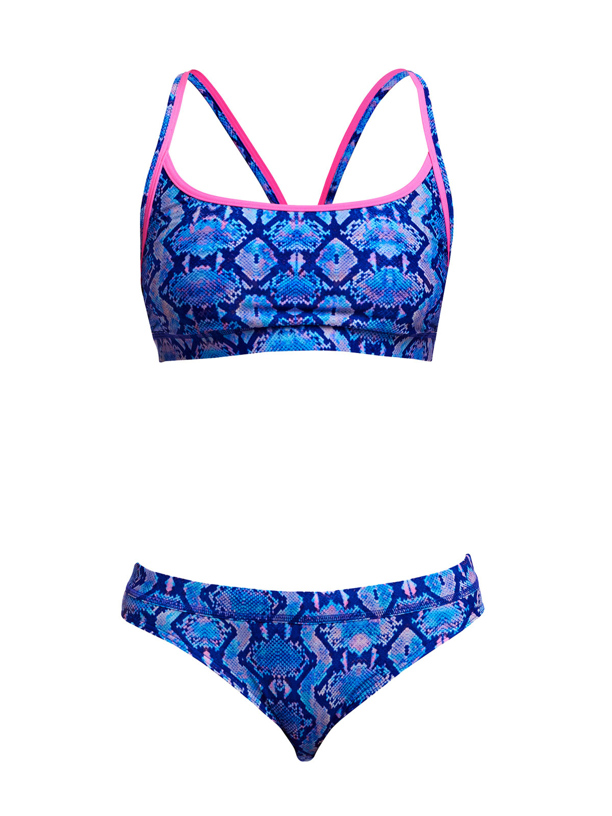 Funkita Blue Viper Kadın Bikini Takımı – Sporcu Üst & Brief Alt, Klora Dayanıklı, Konforlu ve Şık