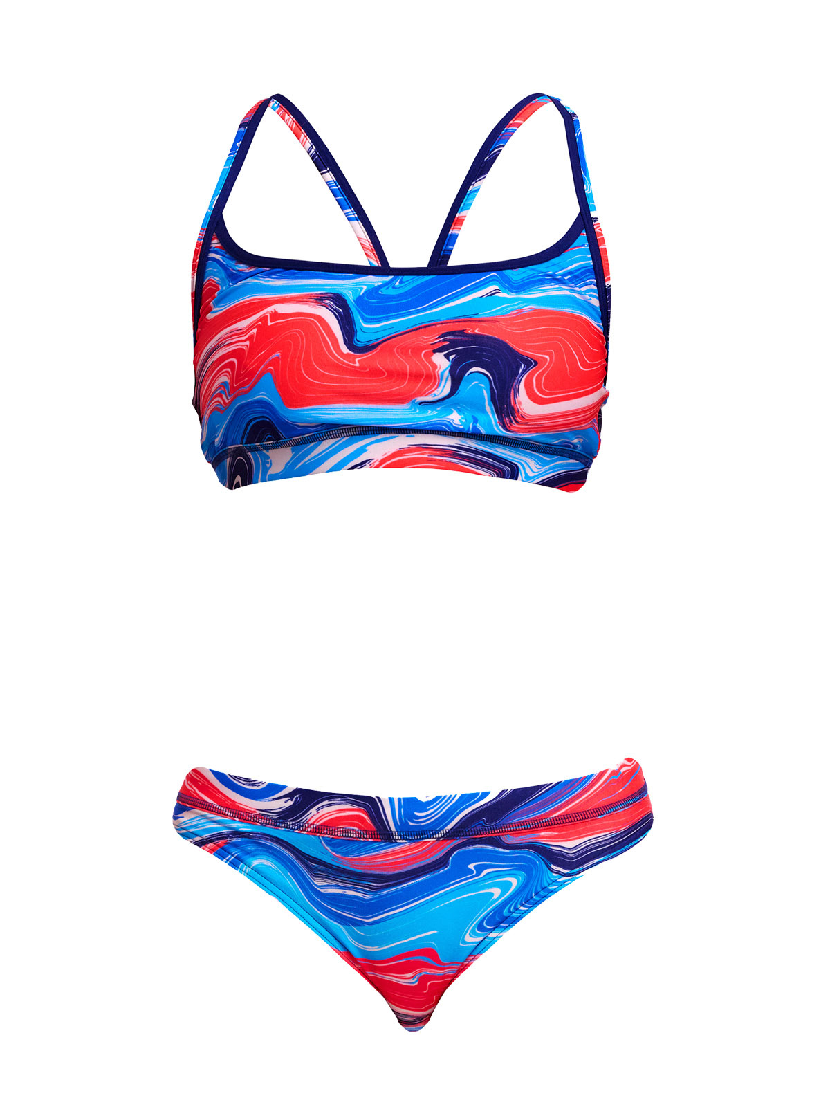 Funkita Wave Craze Kadın Bikini Takımı – Sporcu Üst & Brief Alt, Klora Dayanıklı, Konforlu ve Şık