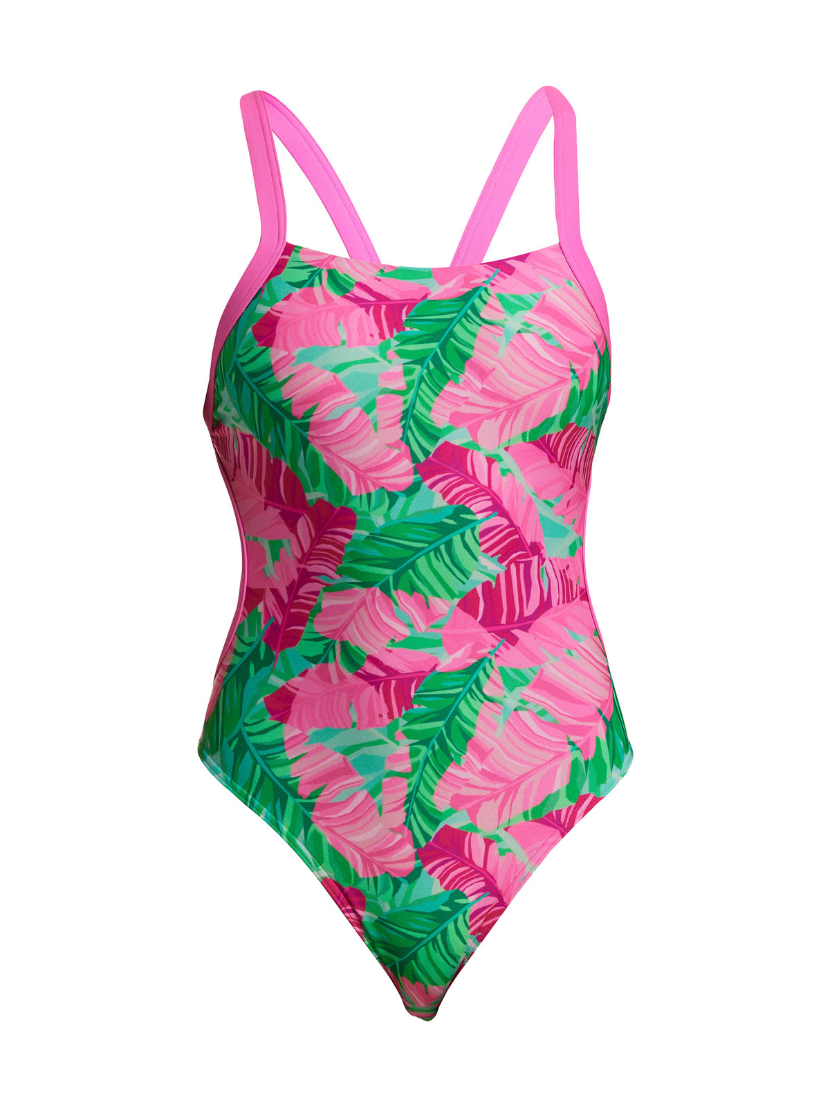 Funkita BF Tropic Palm Kadın Yüzücü Mayosu – Geniş Askılı, Açık Sırtlı