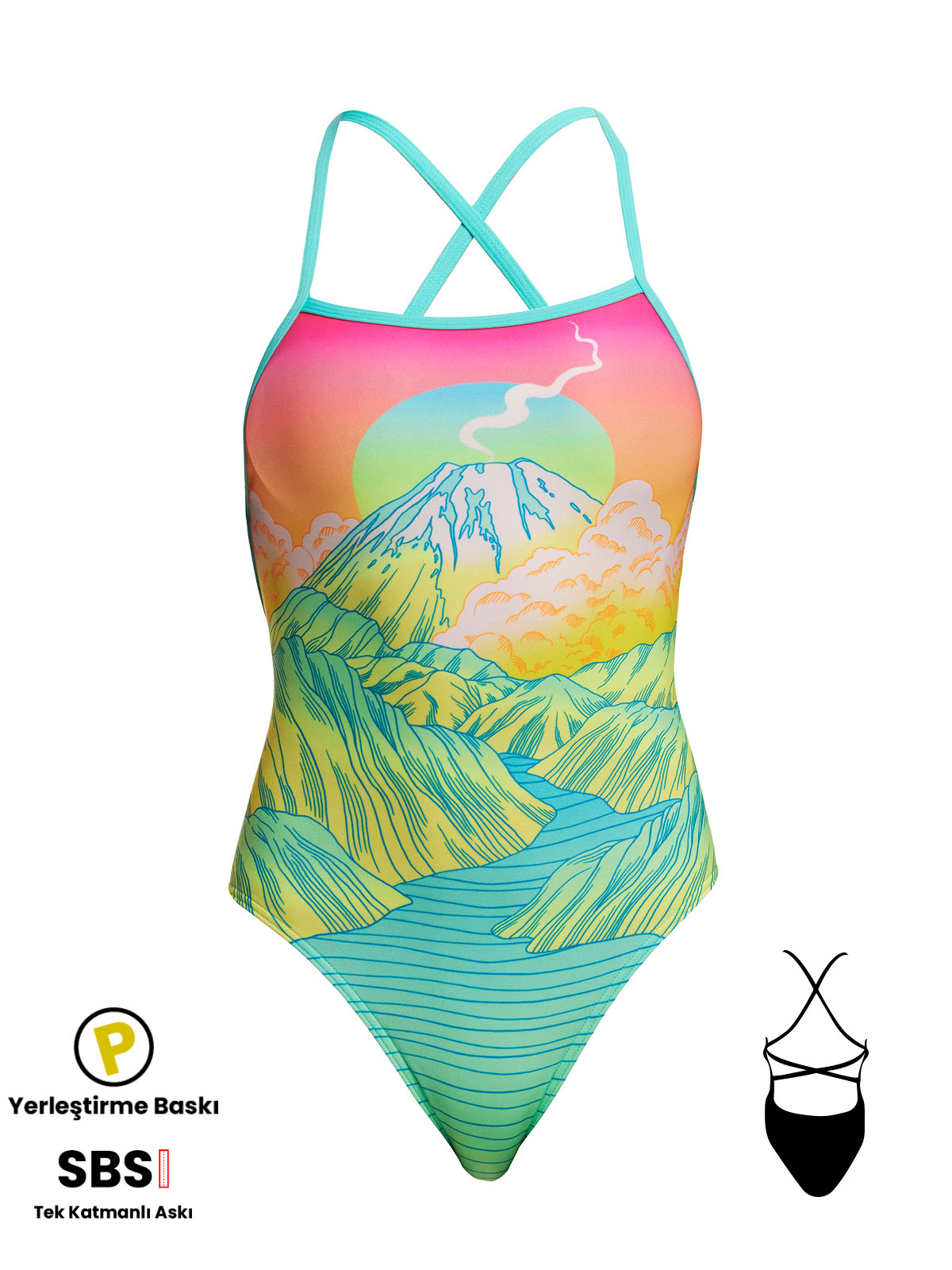 Funkita STP Candy Climb Kadın Yüzme Mayosu - Çift Çapraz Sırt, Klor Dirençli, Ekolojik Tasarım