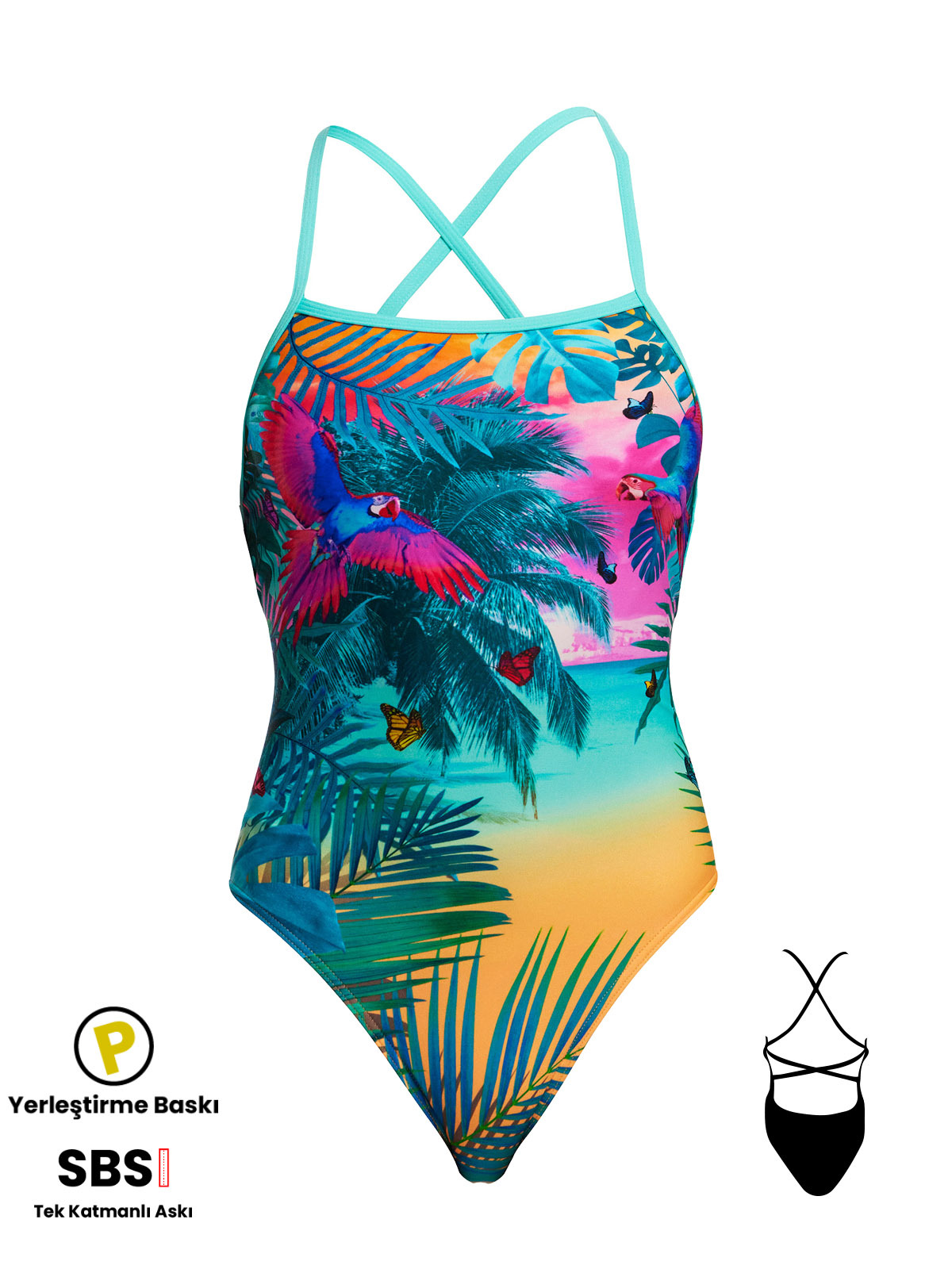 Funkita STP The Beach Kadın Yüzme Mayosu - Çift Çapraz Sırt, Klor Dirençli, Ekolojik Tasarım