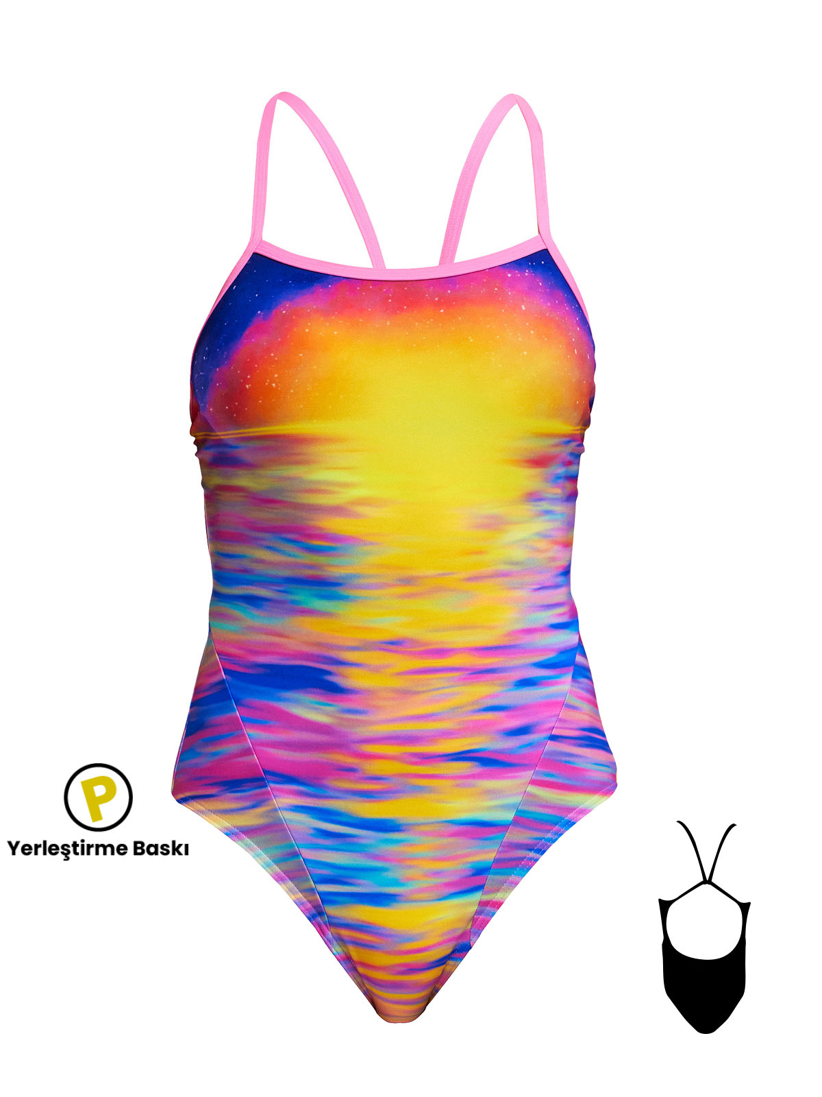 Funkita SS Darkinjung Sunset Kadın Yüzme Mayosu – Klor Dayanıklı ve İnce Askılı