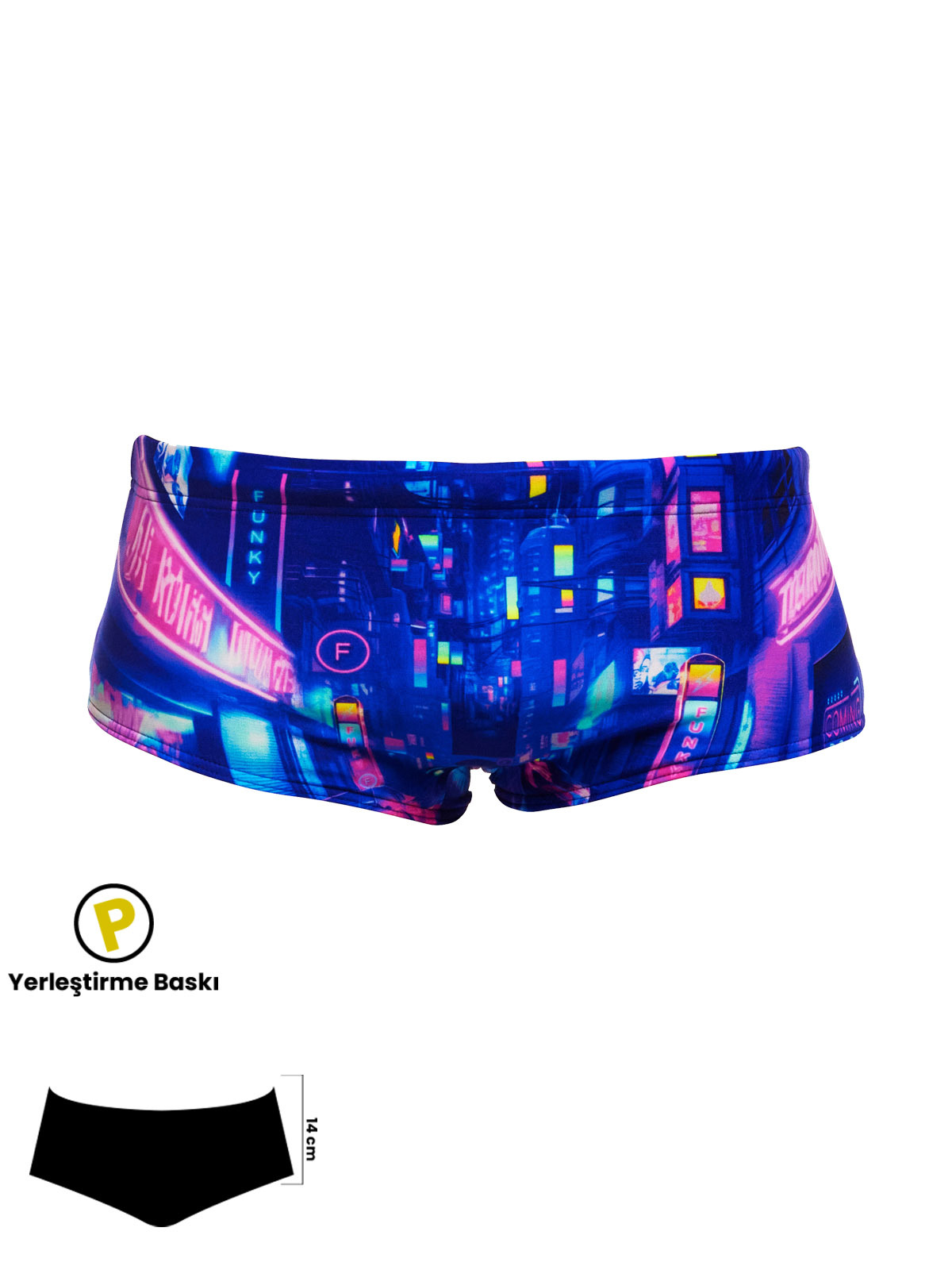 Funky Trunks Cyber City Erkek Antrenman Mayo, 14cm Trunks