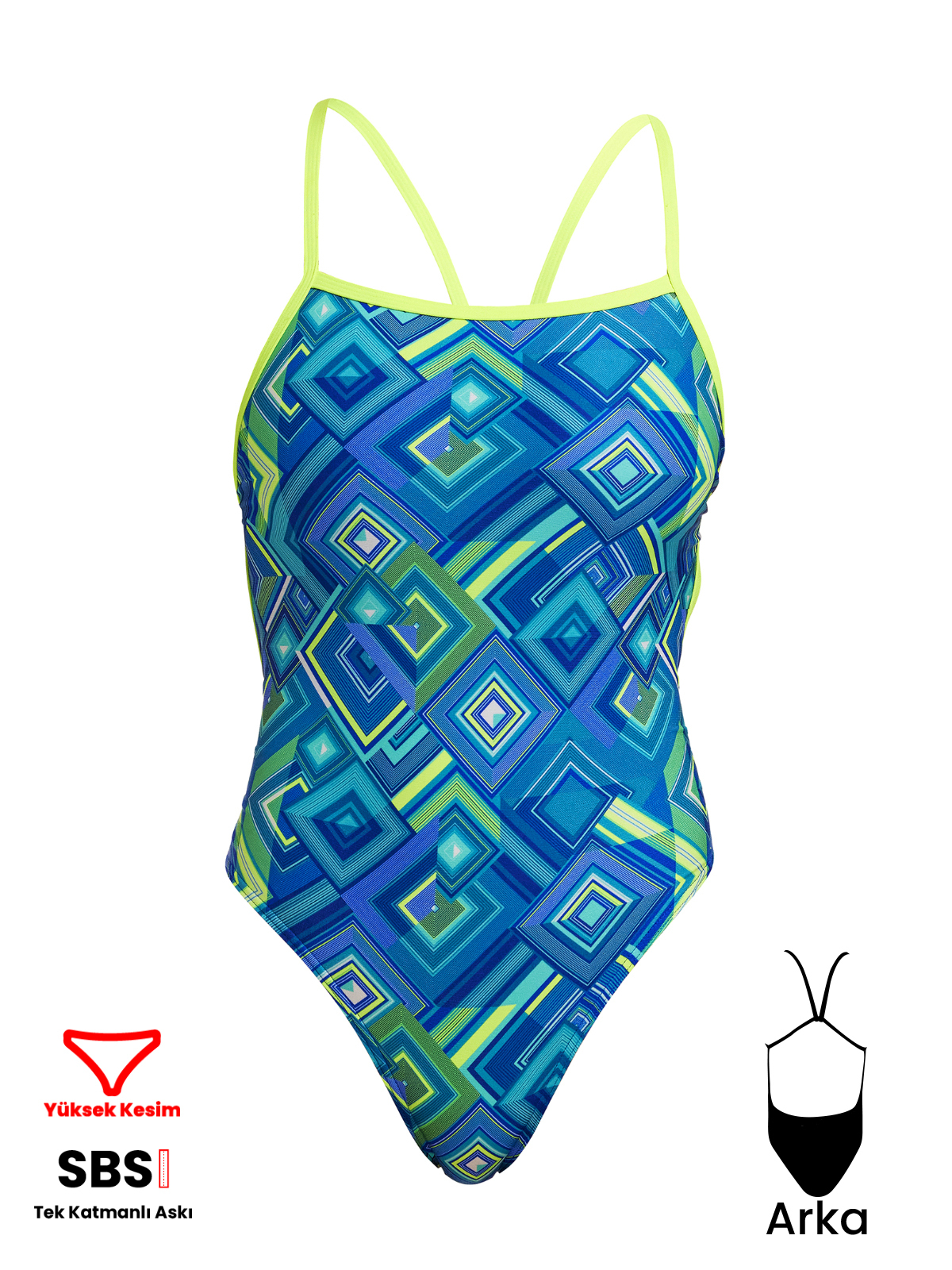 Funkita SST Help Me Rhombus Kadın Antrenman Mayo, Geniş Sırt İnce Askılı