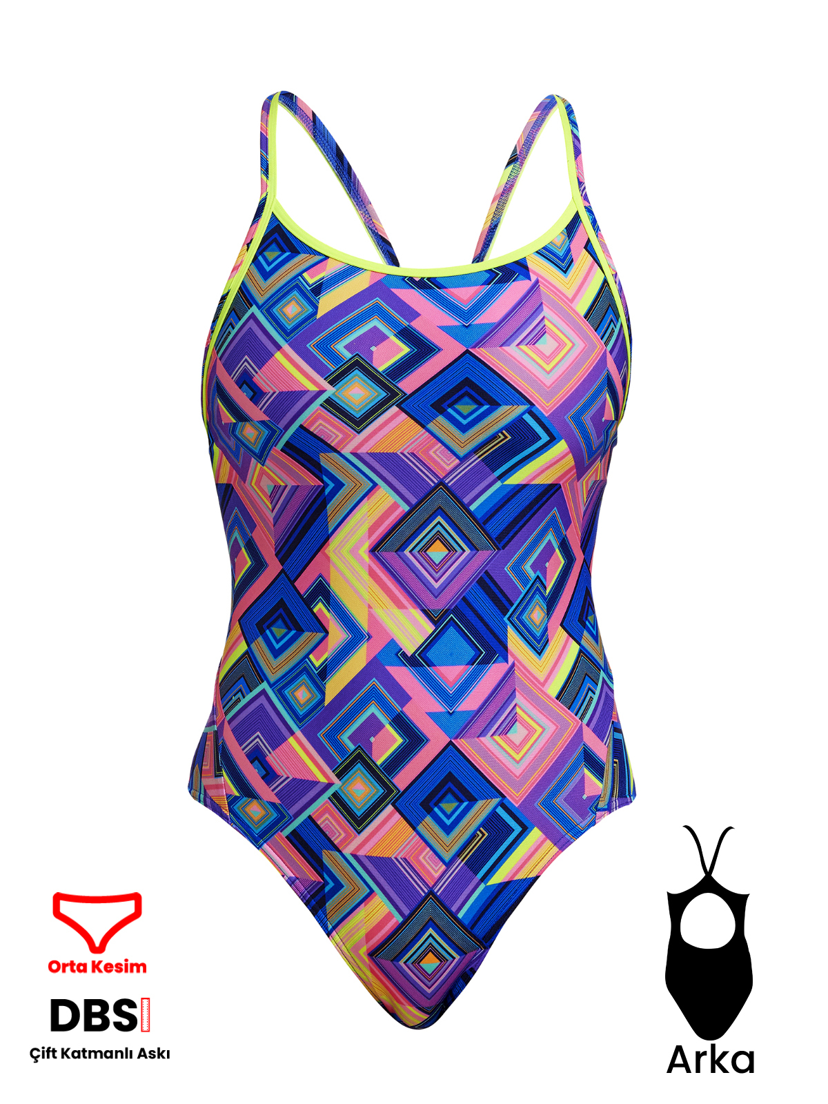 Funkita DB Be Square Kadın Antrenman Mayo, Elmas Sırt