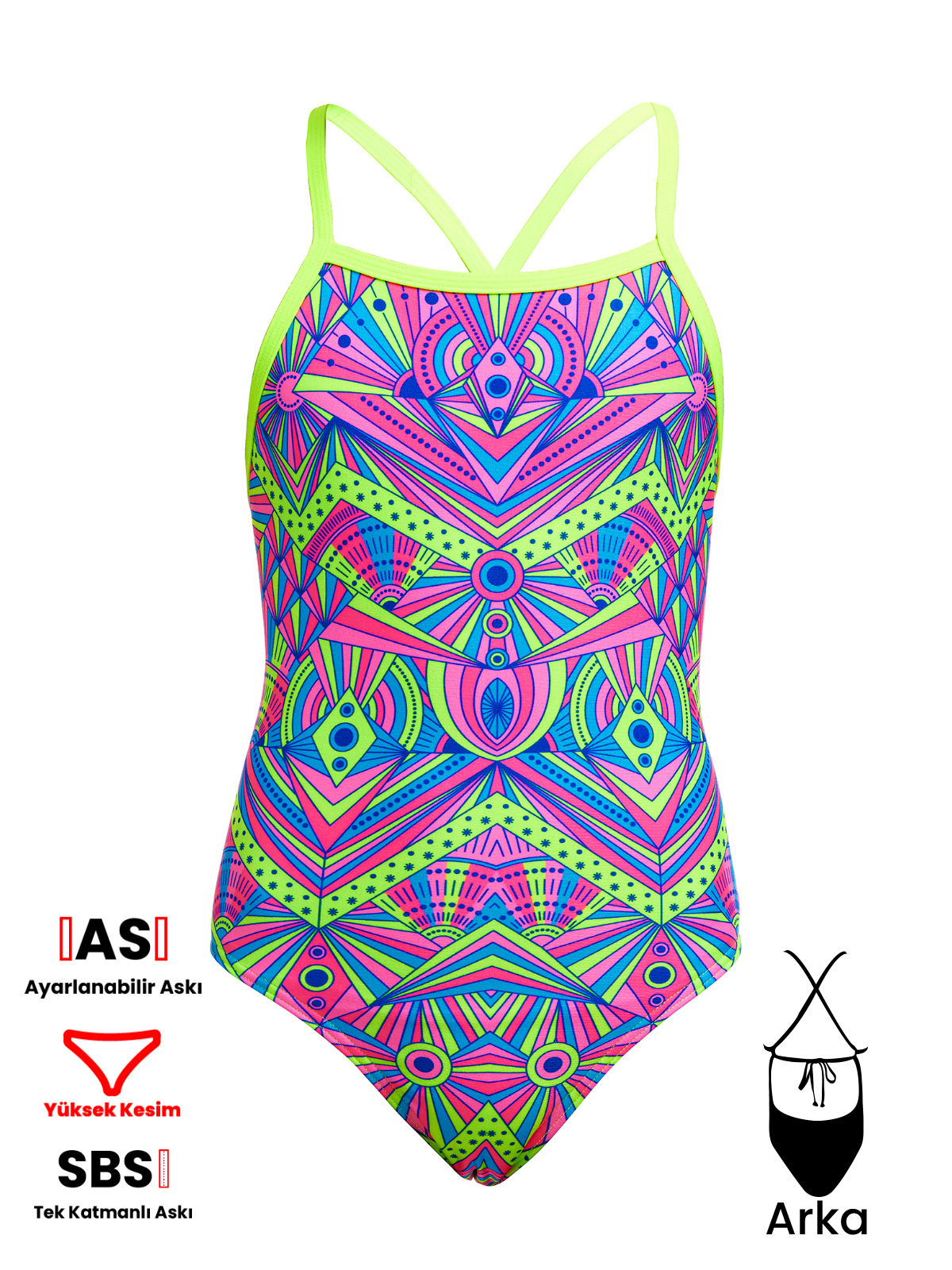 Funkita TMT Stellar Stars Kız Çocuk Antrenman Mayo, Sırt Bağlamalı