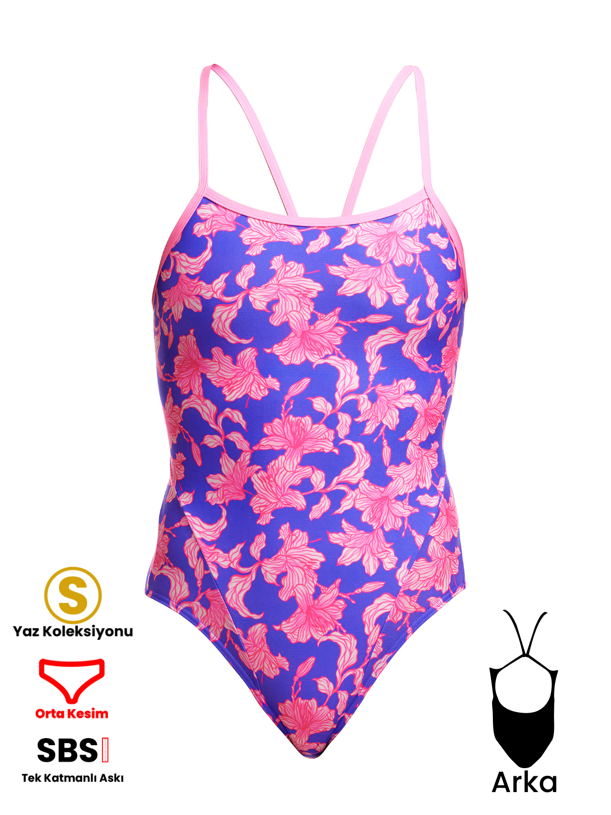 Funkita SS Perfect Petal Kadın Antrenman Mayo, İnce Askılı