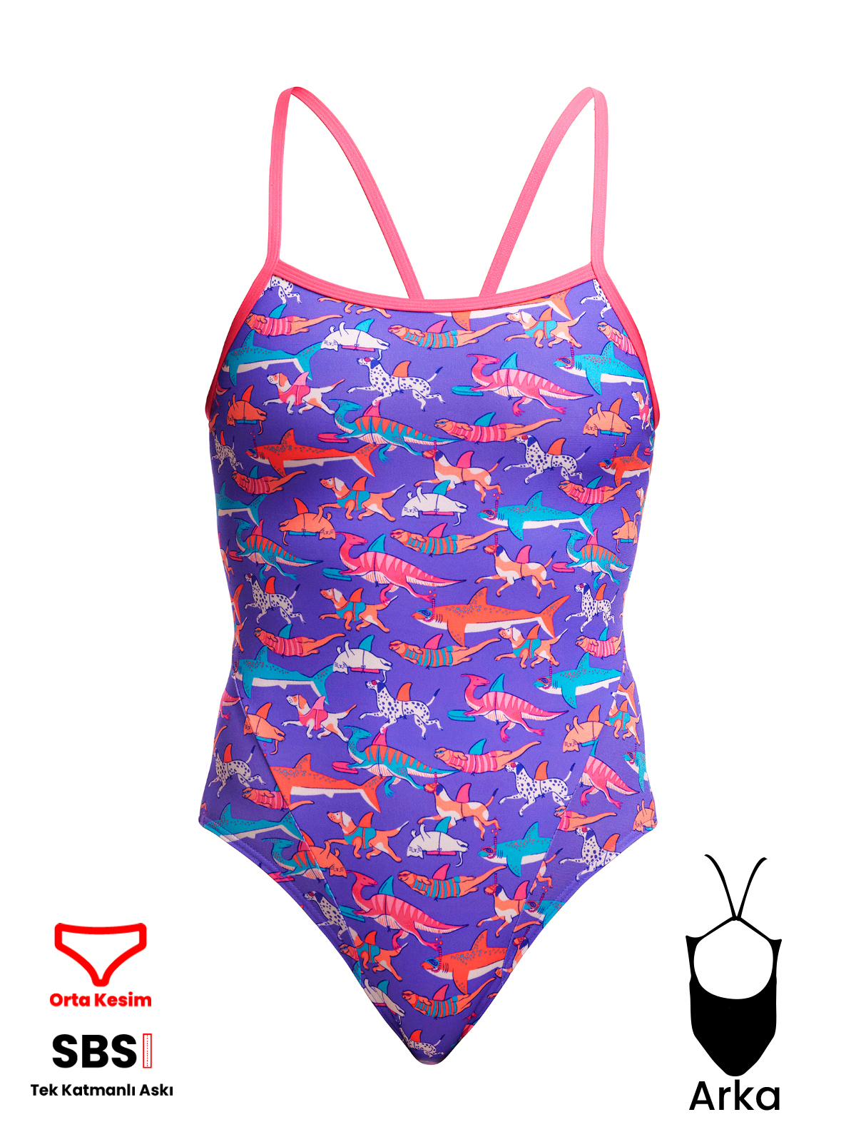 Funkita SS Doggie Paddle Kadın Antrenman Mayo, İnce Askılı