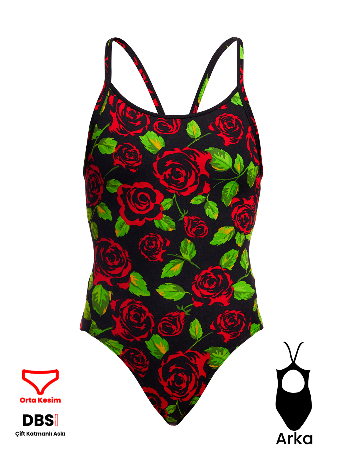 Funkita DB Black Rose Kadın Antrenman Mayo, Elmas Sırt