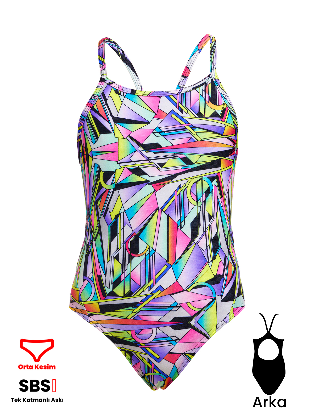 Funkita DB Scissor Kick Kız Çocuk Antrenman Mayo, Elmas Sırt