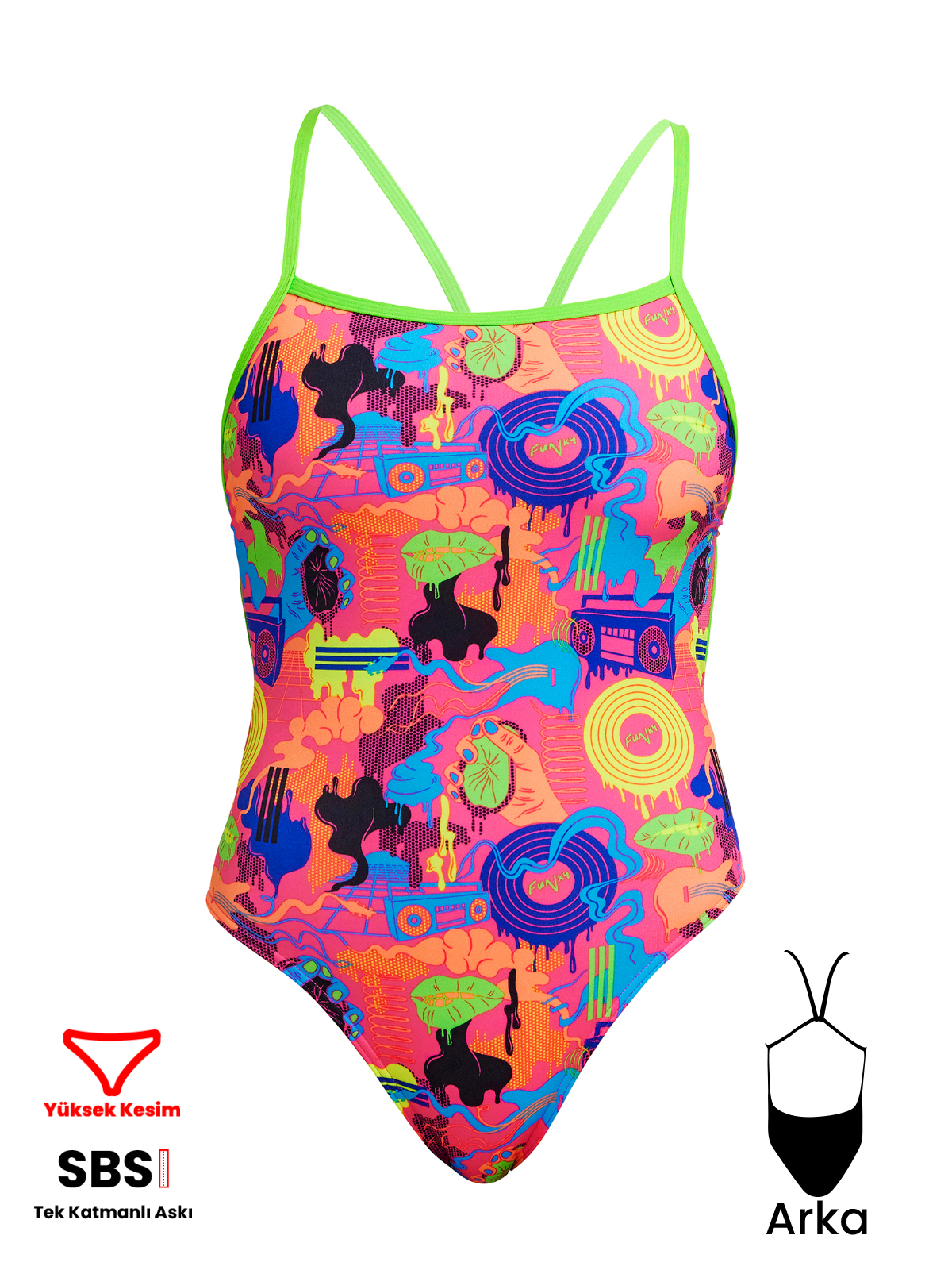 Funkita SST Lotsa Pop Kadın Antrenman Mayo, Geniş Sırt İnce Askılı