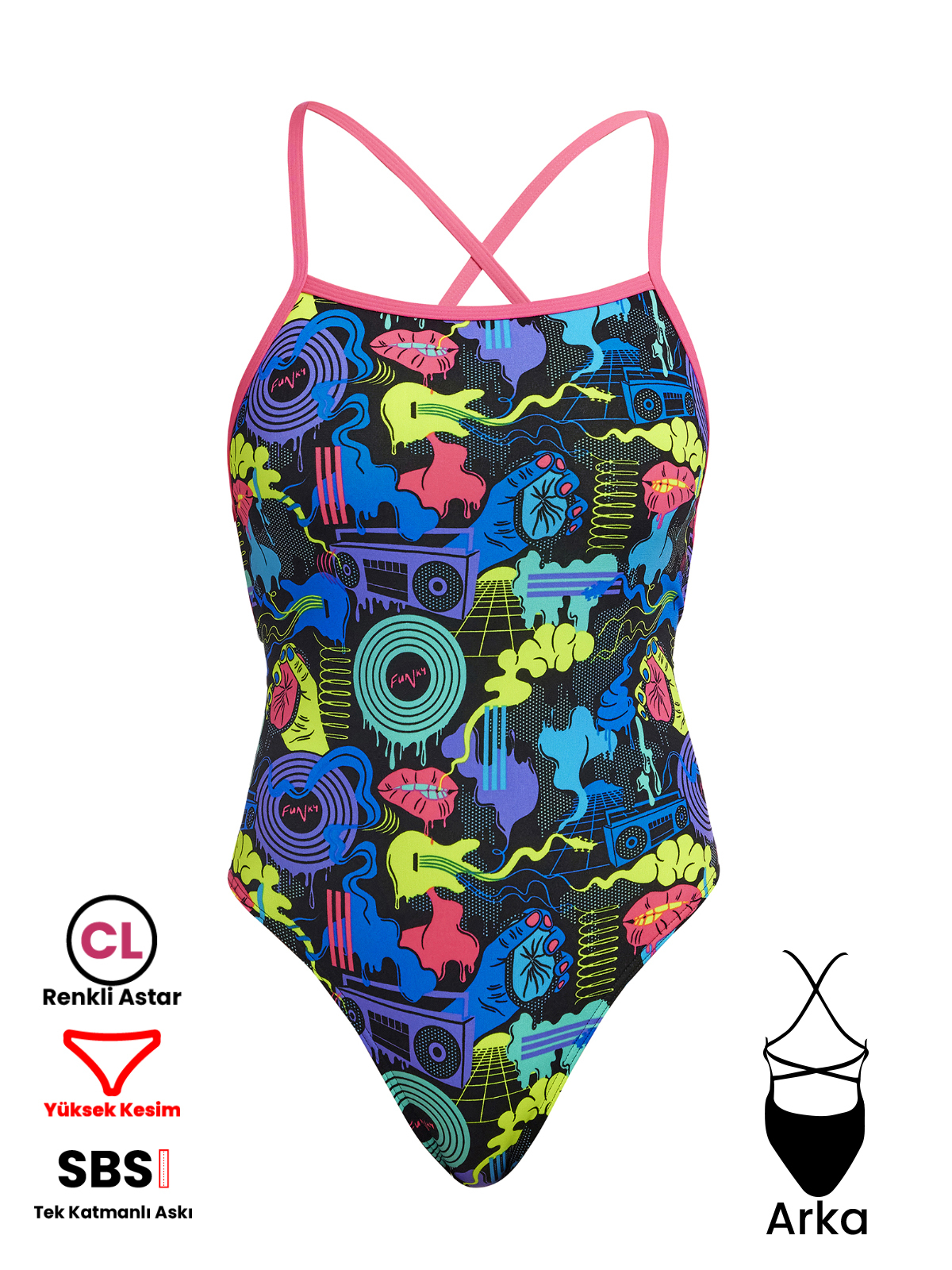 Funkita STP Poppy Long Kadın Antrenman Mayo, Çift Çapraz Sırt