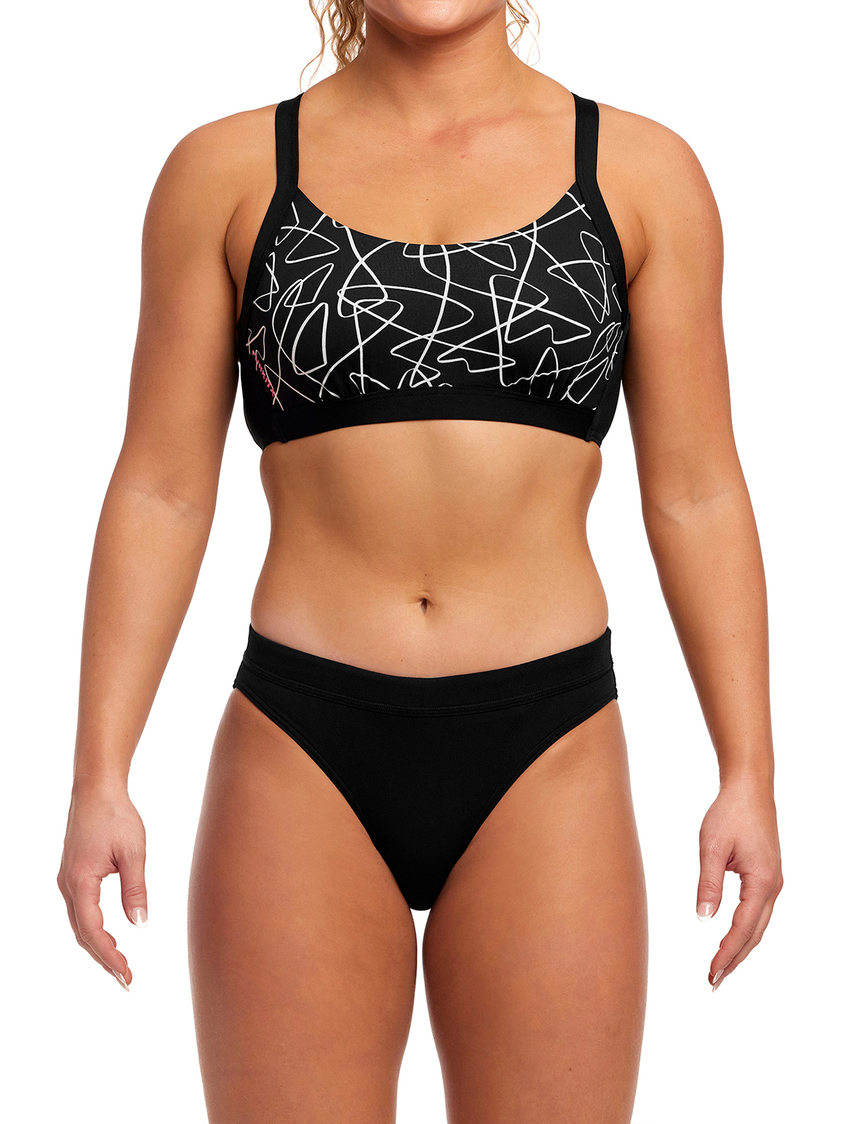 Funkita X Fit Texta Mess Kadın Tek Üst Bra / Sporcu Sütyeni, Çift Geniş Askılı Çapraz Sırt