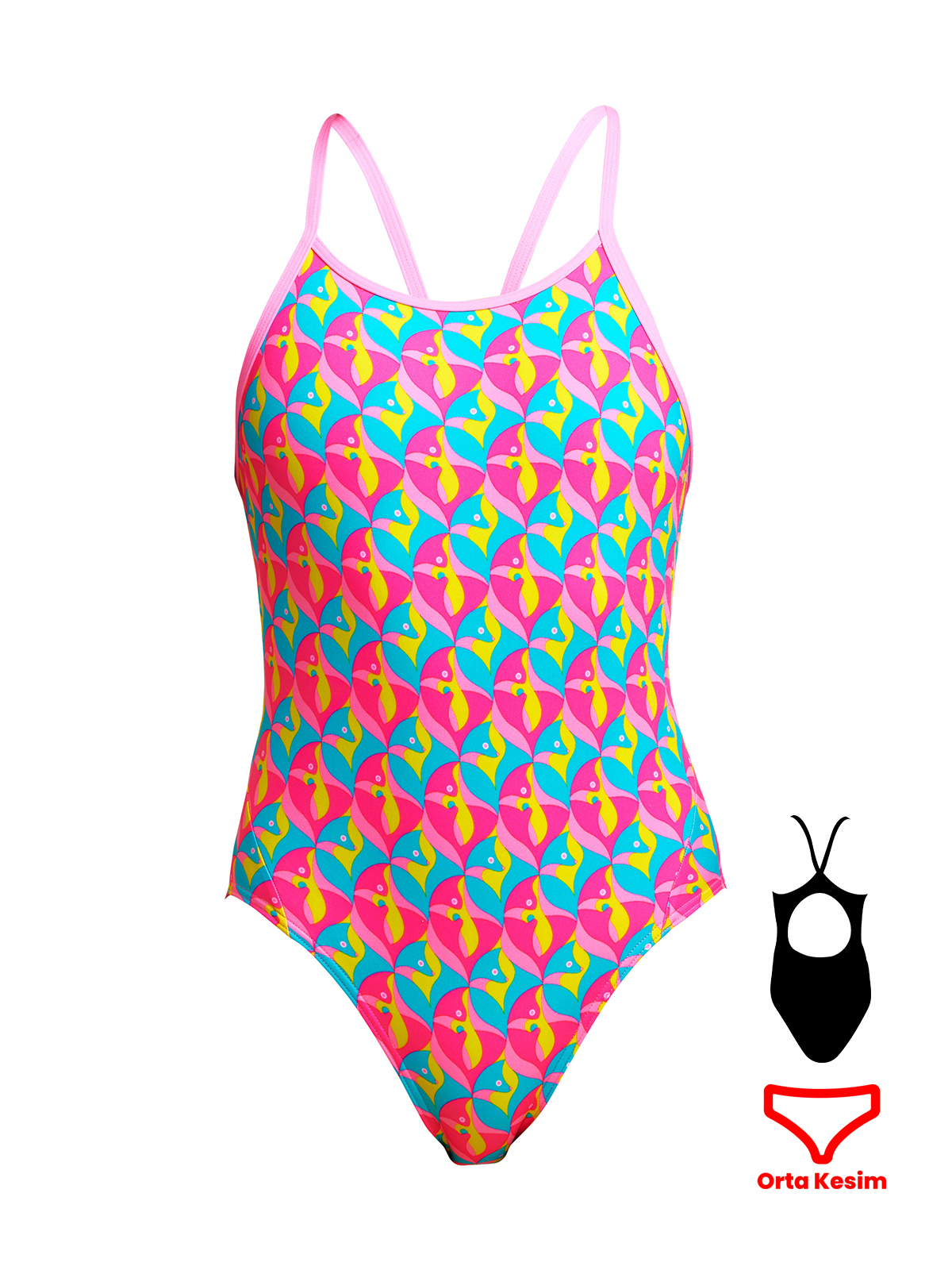 Funkita DB Foxy Friends Kız Çocuk Antrenman Mayo, Elmas Sırt