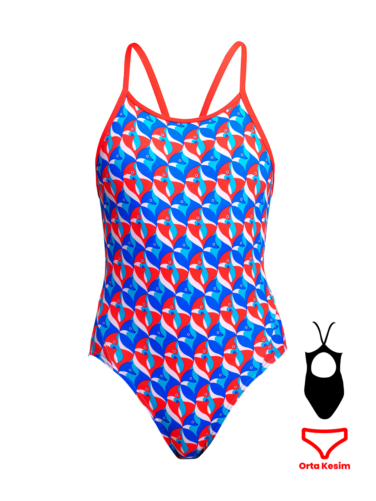 Funkita DB Out Foxed Kız Çocuk Antrenman Mayo, Elmas Sırt