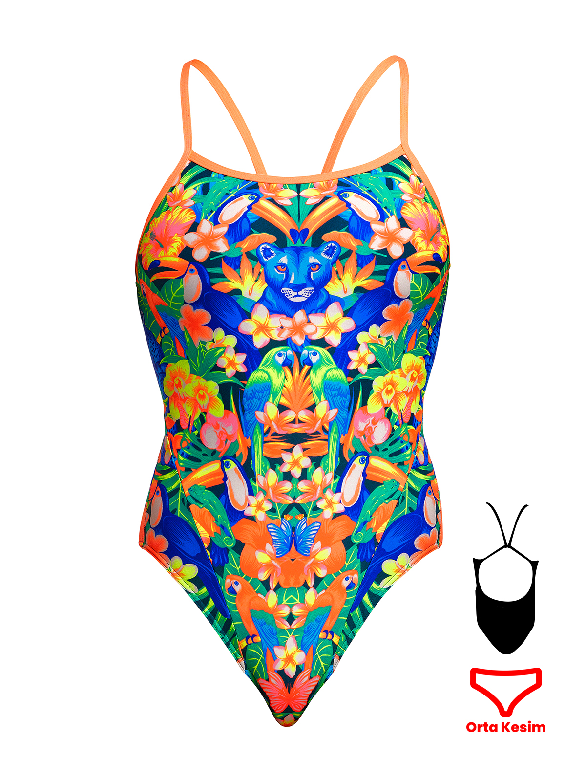 Funkita SS Jungle Town Kadın Antrenman Mayo, İnce Askılı