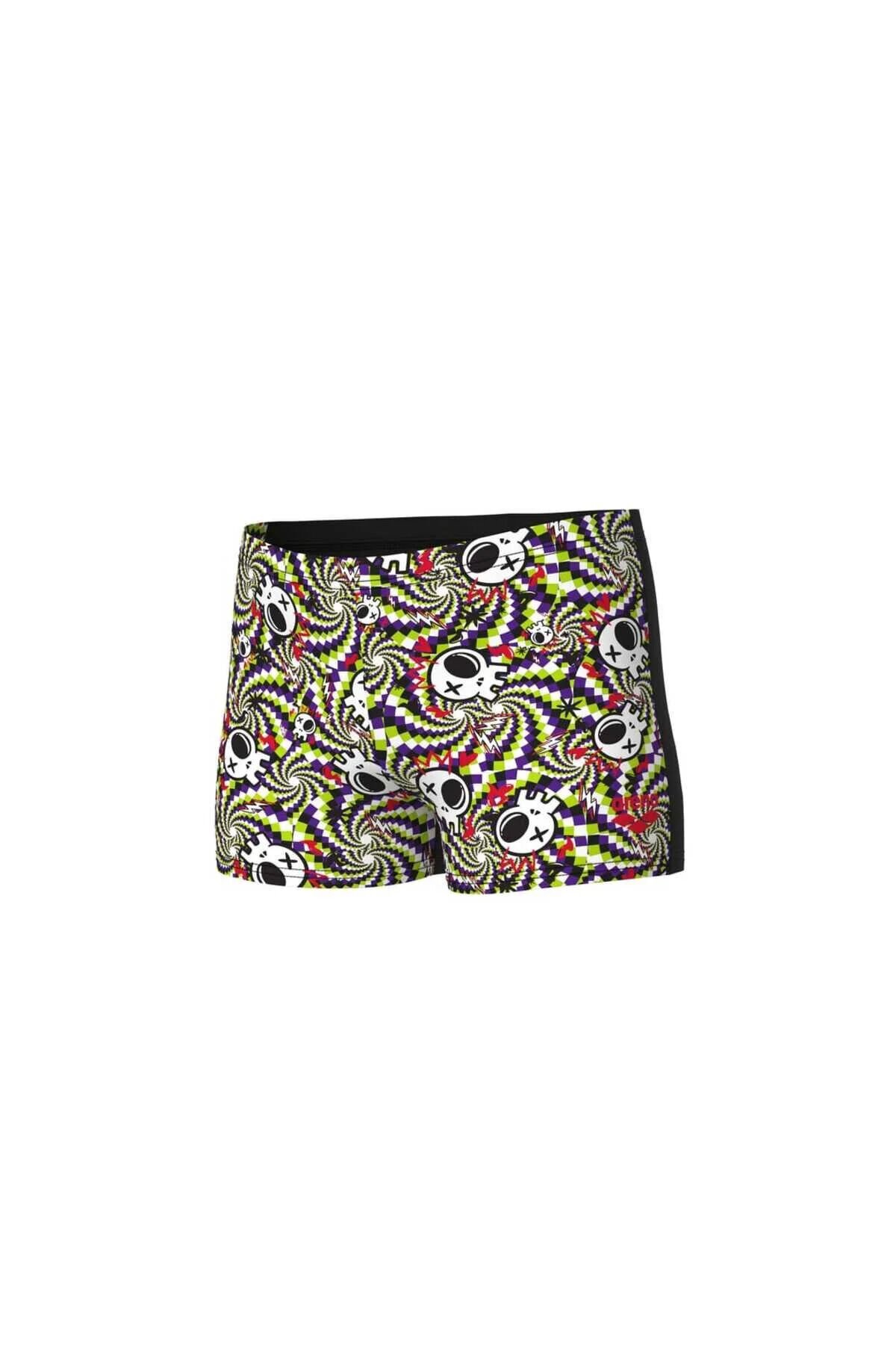 BOY'S FUN SKULLS SWIM SHORT MULTI BLACK-BLACK