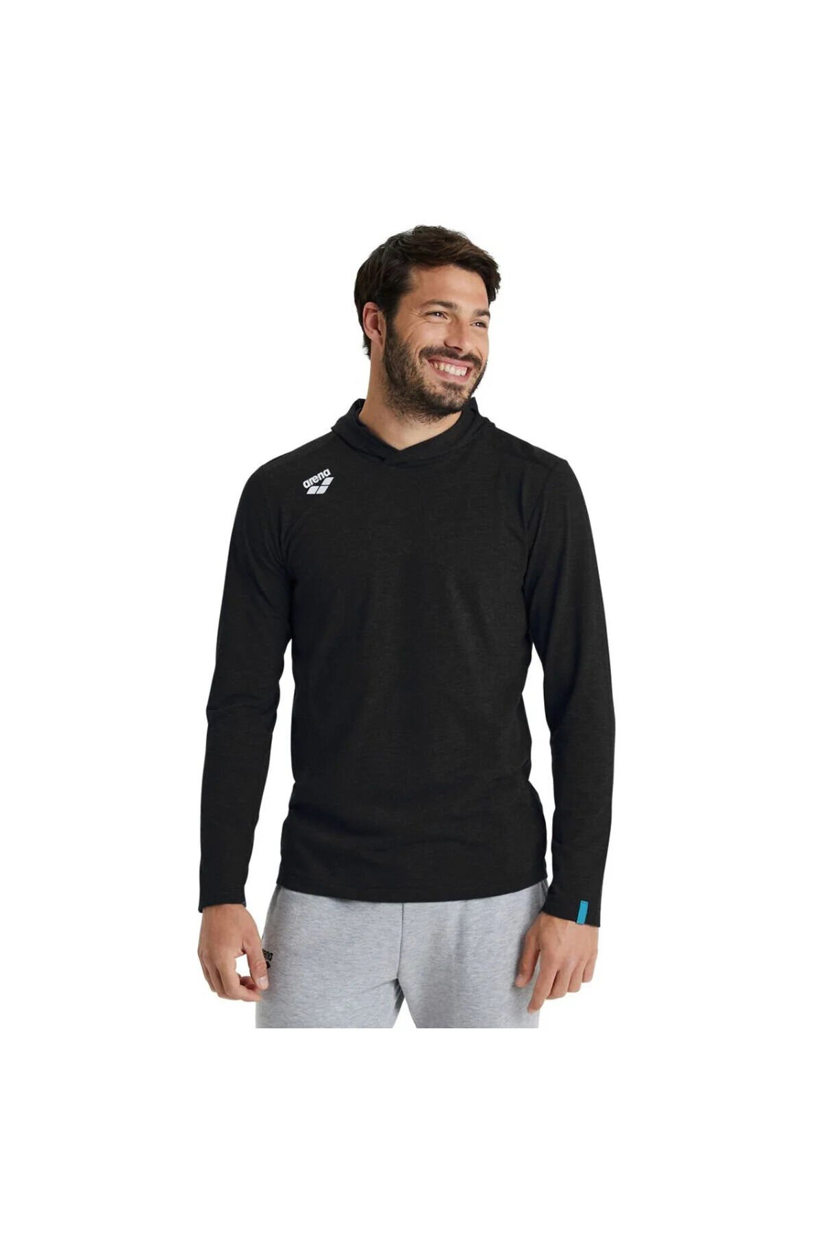Team Hooded Panel Erkek KOYU FÜME RENK Günlük Stil T-Shirt 004903555