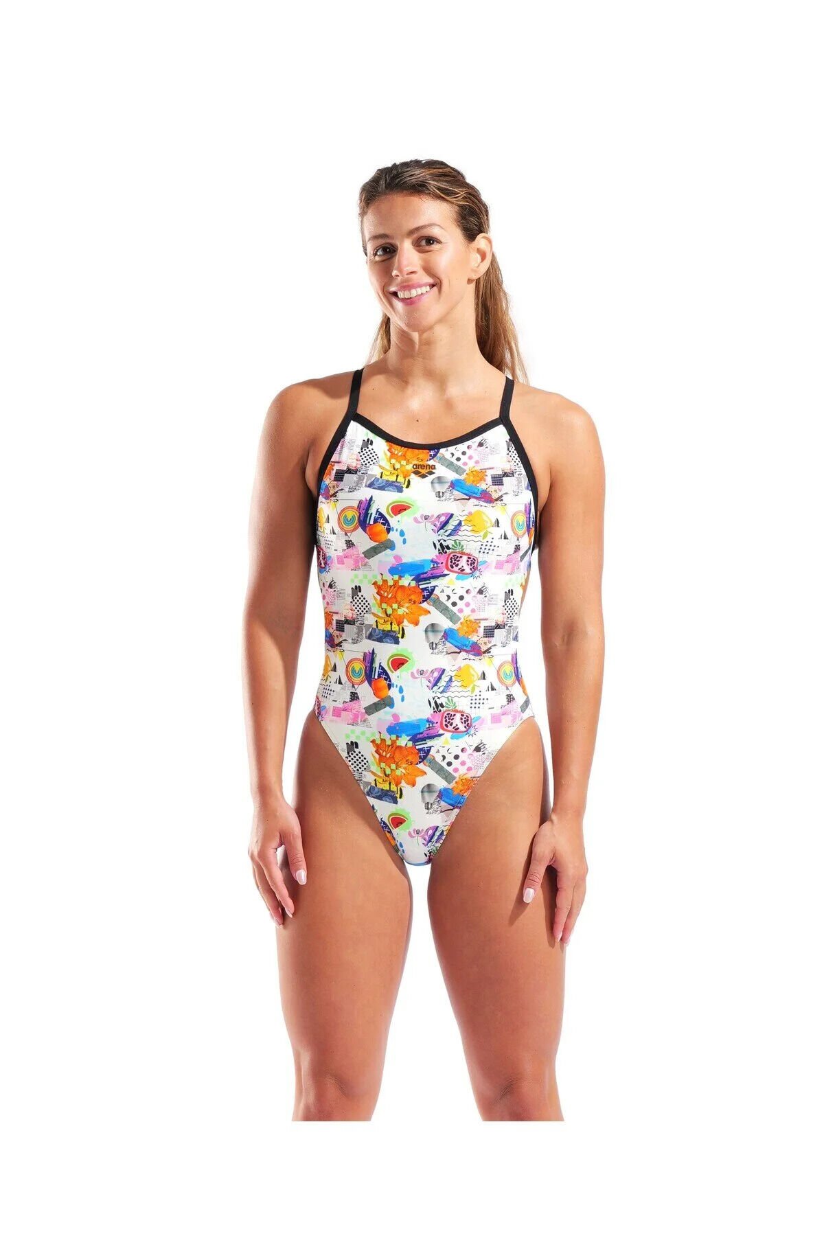 W Collage Swimsuit X-Criss Cross Back white kadın mayosu