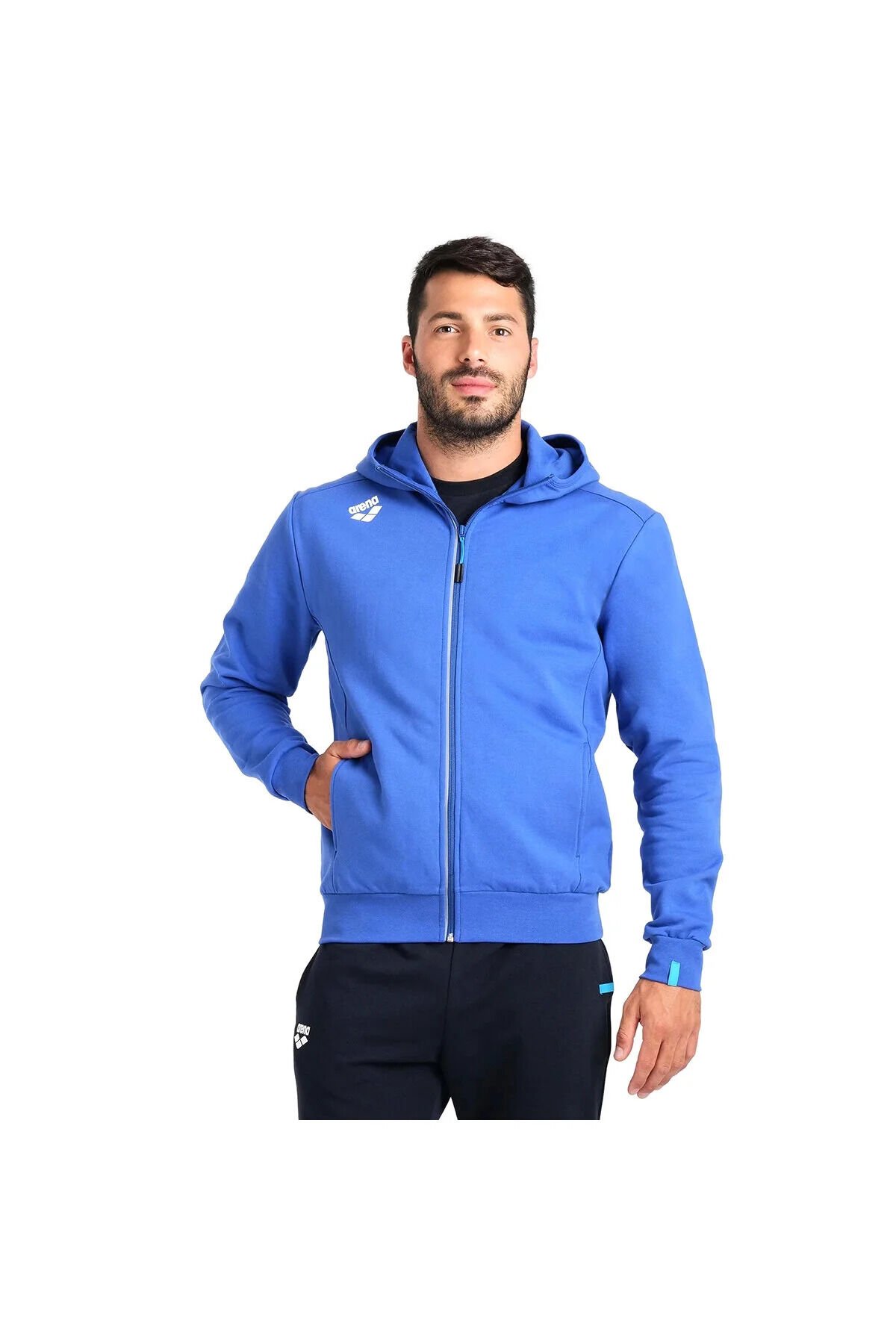 Team Hooded Panel Erkek Mavi Günlük Stil Ceket 004906800
