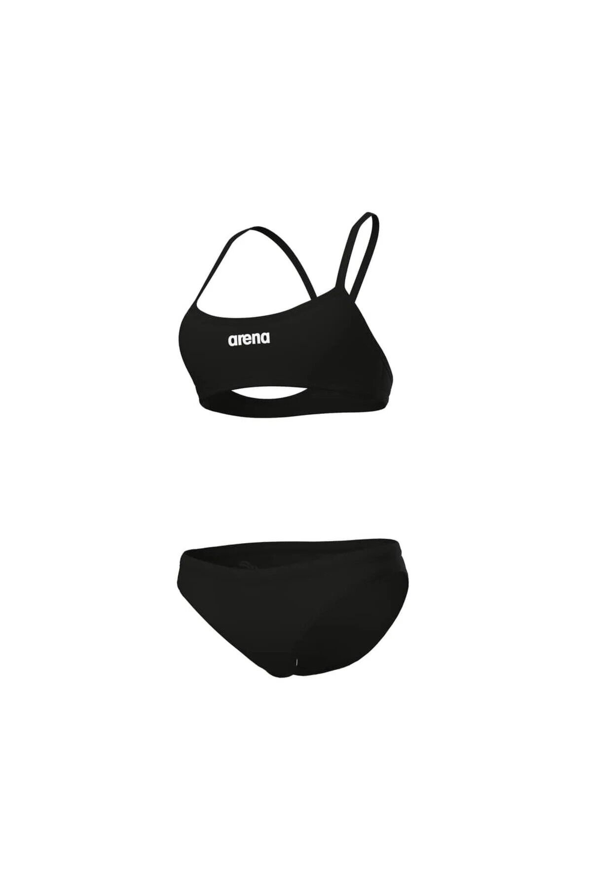 WOMEN'S BIKINI BANDEAU SOLID BLACK-WHITE